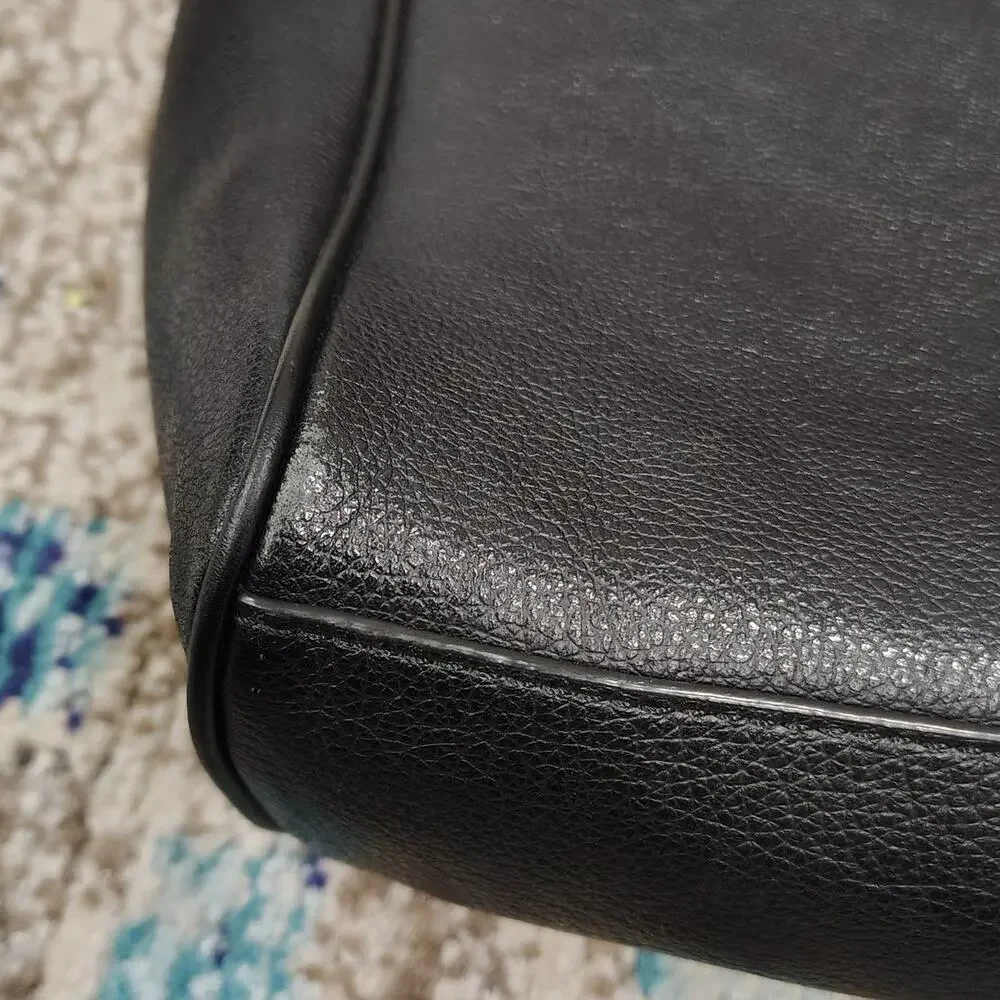Coach Houston Map Messenger Laptop Bag Black Pebble Leather Crossbody Mens